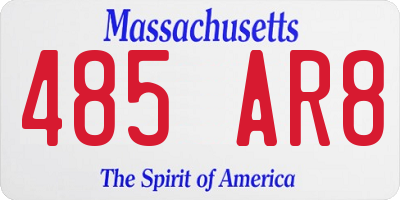 MA license plate 485AR8
