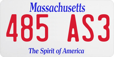MA license plate 485AS3