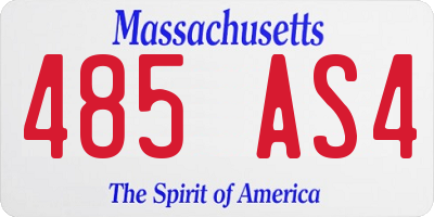 MA license plate 485AS4