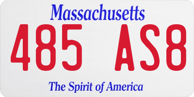 MA license plate 485AS8