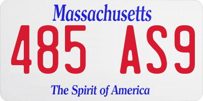 MA license plate 485AS9