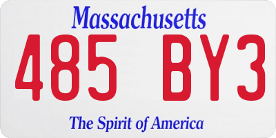 MA license plate 485BY3