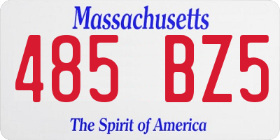 MA license plate 485BZ5