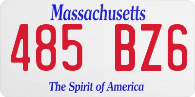 MA license plate 485BZ6