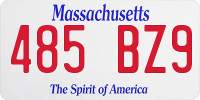 MA license plate 485BZ9