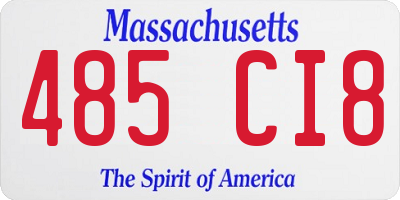 MA license plate 485CI8