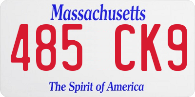 MA license plate 485CK9