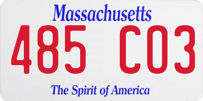 MA license plate 485CO3