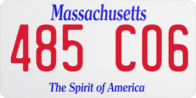 MA license plate 485CO6