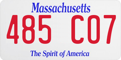 MA license plate 485CO7