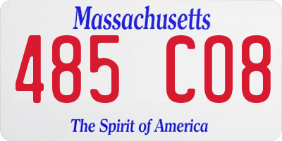 MA license plate 485CO8