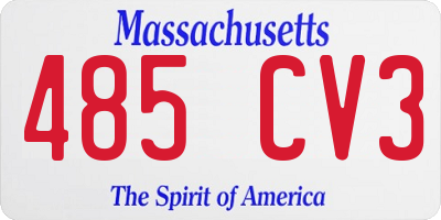 MA license plate 485CV3