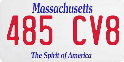 MA license plate 485CV8