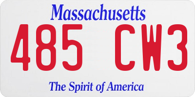 MA license plate 485CW3