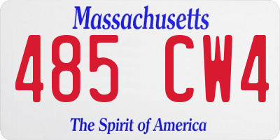 MA license plate 485CW4