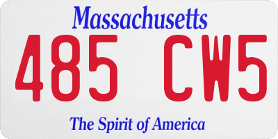 MA license plate 485CW5