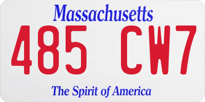 MA license plate 485CW7