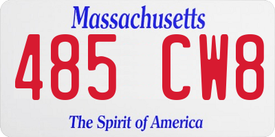 MA license plate 485CW8
