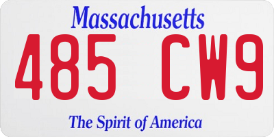 MA license plate 485CW9