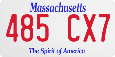 MA license plate 485CX7