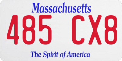MA license plate 485CX8