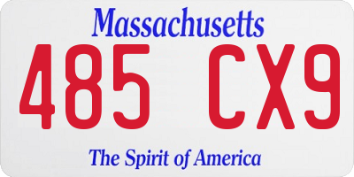MA license plate 485CX9