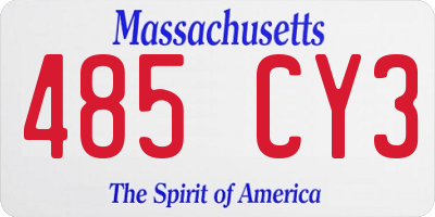 MA license plate 485CY3