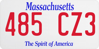 MA license plate 485CZ3