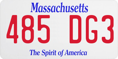 MA license plate 485DG3