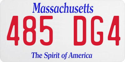 MA license plate 485DG4