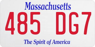 MA license plate 485DG7