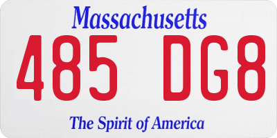MA license plate 485DG8