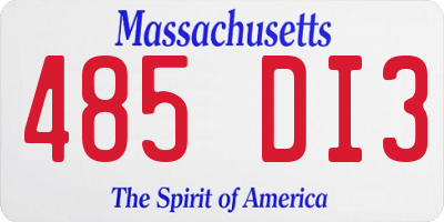 MA license plate 485DI3