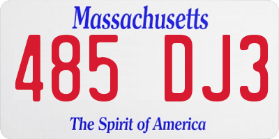 MA license plate 485DJ3