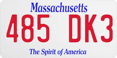 MA license plate 485DK3