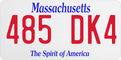 MA license plate 485DK4