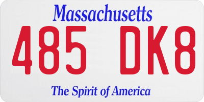 MA license plate 485DK8