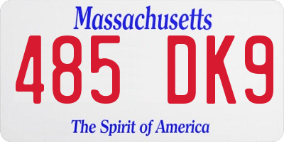 MA license plate 485DK9