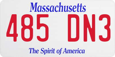MA license plate 485DN3