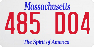 MA license plate 485DO4
