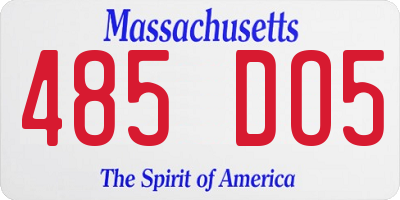 MA license plate 485DO5