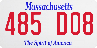 MA license plate 485DO8