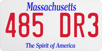 MA license plate 485DR3