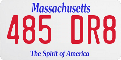 MA license plate 485DR8