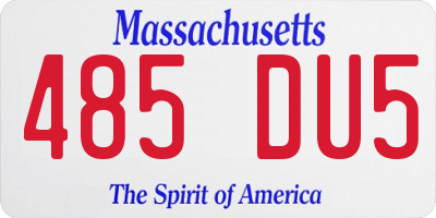 MA license plate 485DU5
