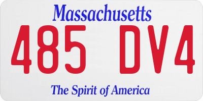 MA license plate 485DV4