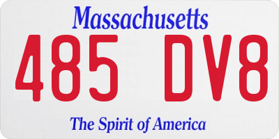 MA license plate 485DV8