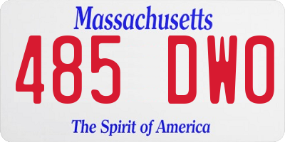 MA license plate 485DW0