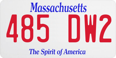 MA license plate 485DW2