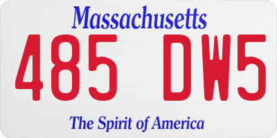 MA license plate 485DW5